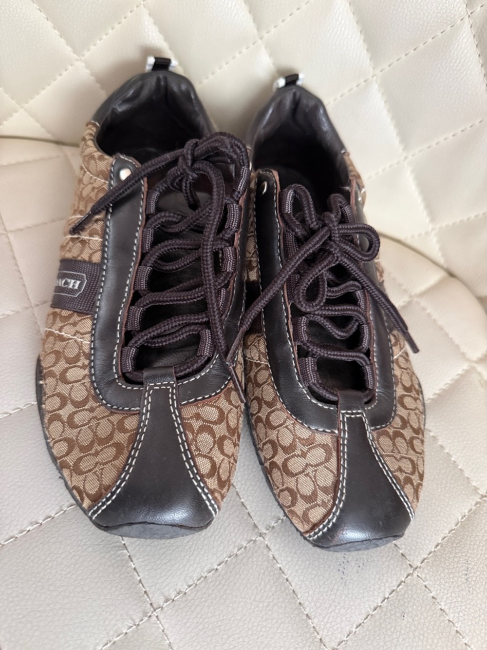 Coach Brown Monogram Lace-Up Sneakers
